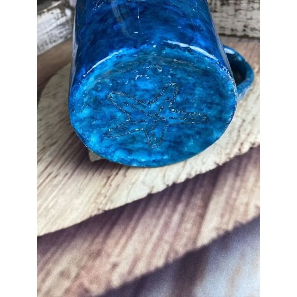 Sea Life Glitter & Alcohol Ink Coffee Mug Handmade Blue Green & Epoxy Resin